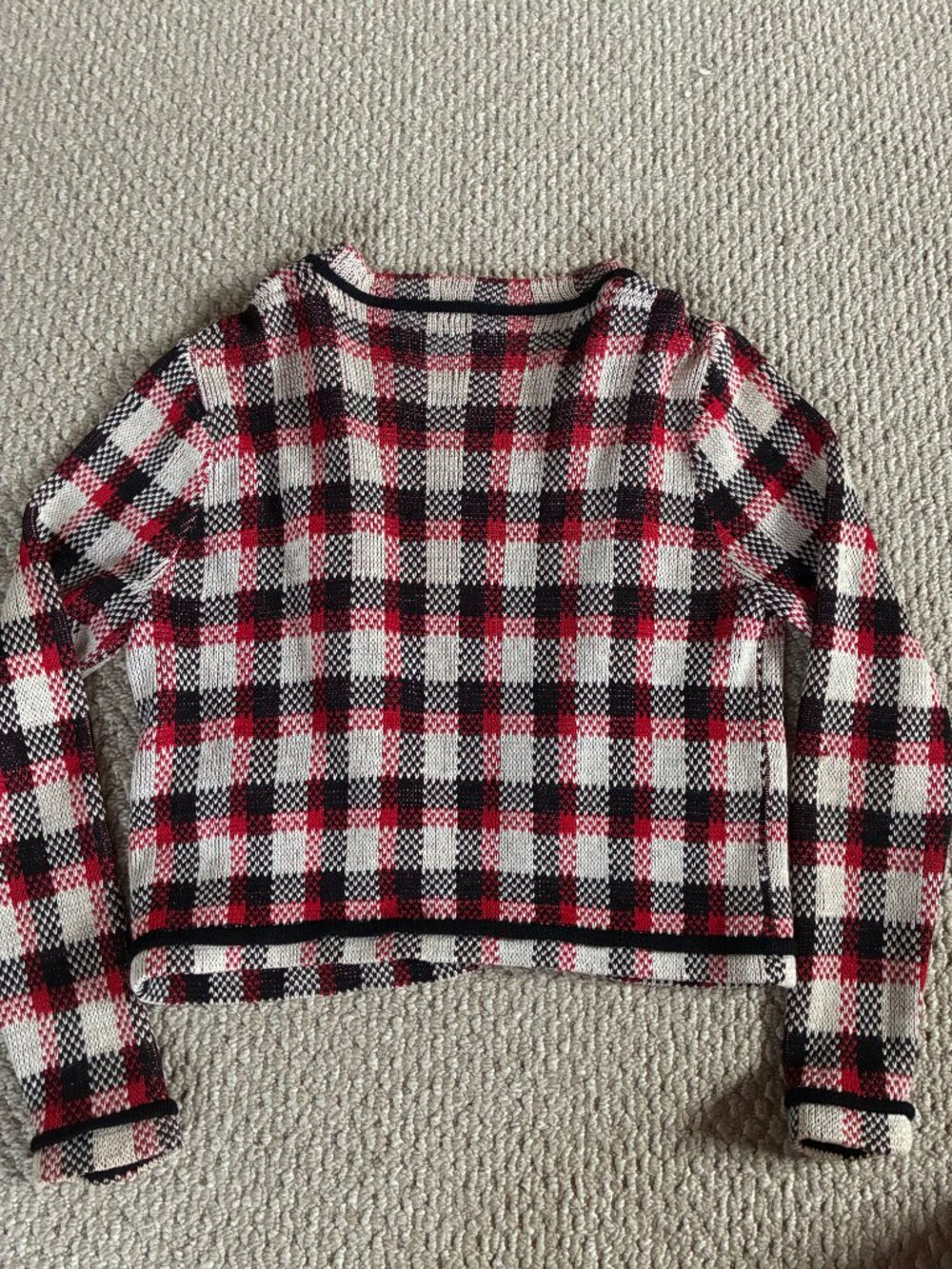Vintage St. John Cardigan Red Check Plaid Size 2 Neiman Marcus - Picture 5 of 5